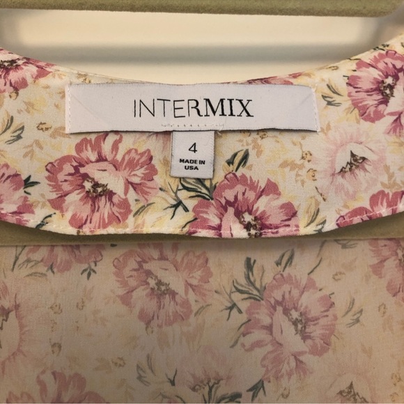 Intermix Iris Silk Tie Front Floral Top - Picture 6 of 6